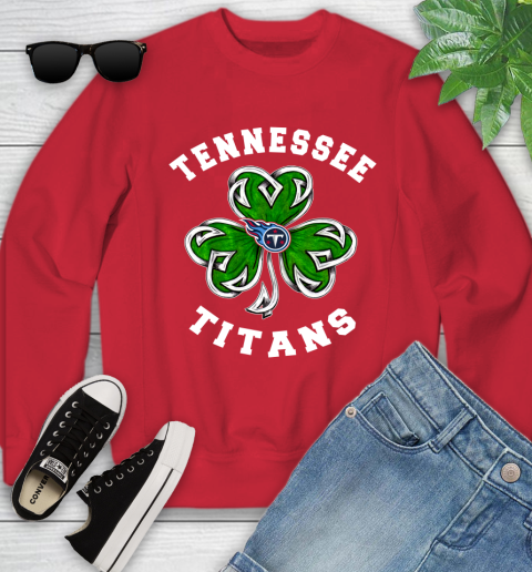 NFL Tennessee Titans Three Leaf Clover St Patrick's Day Football Sports Youth Sweatshirt 8