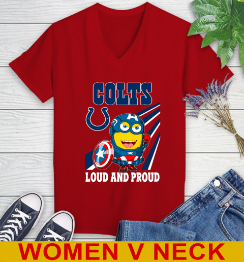 NFL Football Indianapolis Colts Captain America Marvel Avengers Minion Shirt Women's V-Neck T-Shirt 10