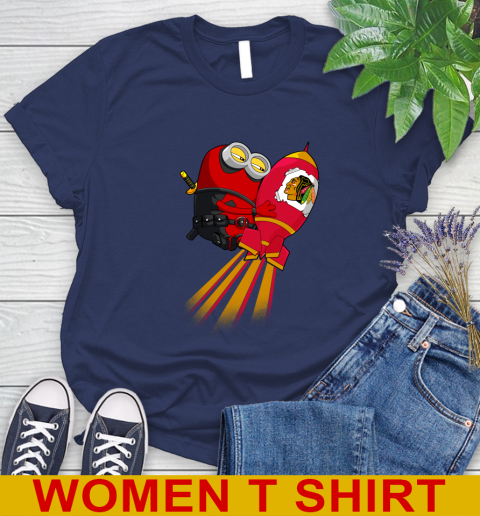 NHL Hockey Chicago Blackhawks Deadpool Minion Marvel Shirt Women's T-Shirt 12