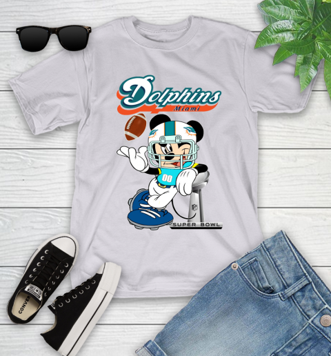 NFL Miami Dolphins Mickey Mouse Disney Super Bowl Football T Shirt Youth T-Shirt 4