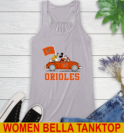 MLB Baseball Baltimore Orioles Pluto Mickey Driving Disney Shirt Racerback Tank 5