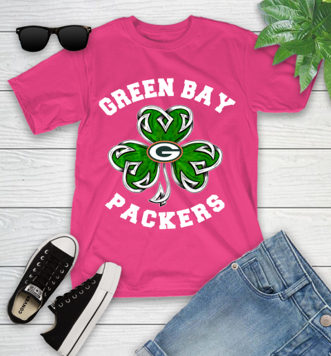 NFL Green Bay Packers Three Leaf Clover St Patrick's Day Football Sports Youth T-Shirt 11