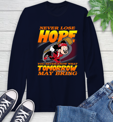 Carolina Hurricanes NHL Hockey ootball Mickey Disney Never Lose Hope Long Sleeve T-Shirt 3