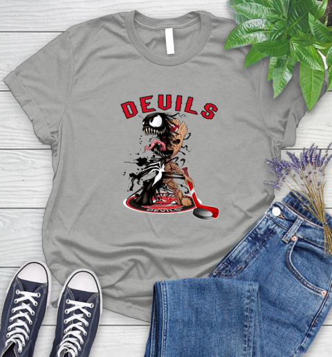 NHL New Jersey Devils Hockey Venom Groot Guardians Of The Galaxy Women's T-Shirt 10