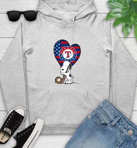 Texas Rangers MLB Baseball The Peanuts Movie Adorable Snoopy Youth Hoodie