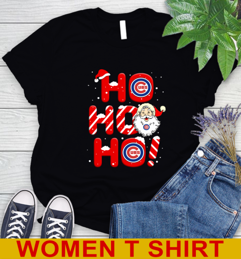 Chicago Cubs MLB Baseball Ho Ho Ho Santa Claus Merry Christmas Shirt Women's T-Shirt