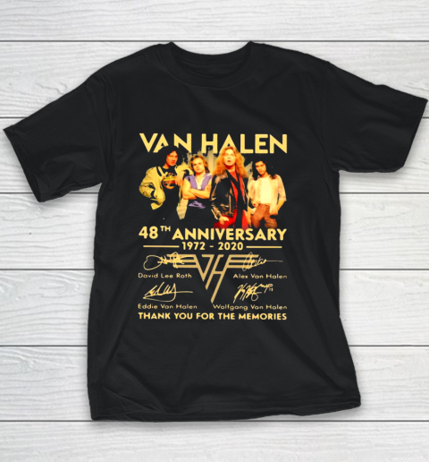 Van Halen 48th Anniversary 1972 2020 thank you for the memories signatures Youth T-Shirt
