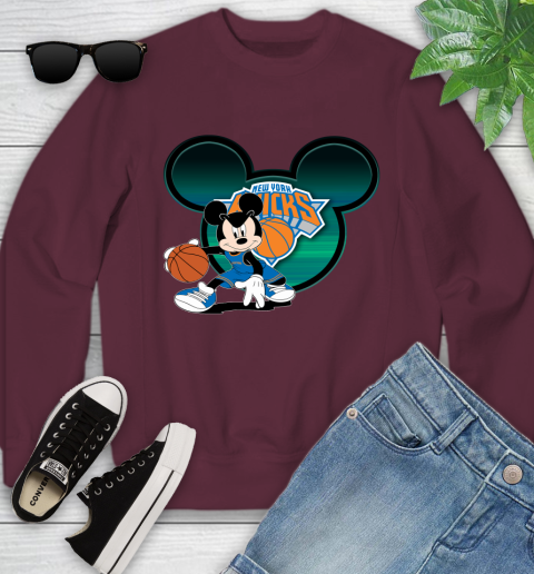 NBA New York Knicks Mickey Mouse Disney Basketball Youth Sweatshirt 6 NBA New York Knicks Mickey Mouse Disney Basketball Youth Sweatshirt - Image 6