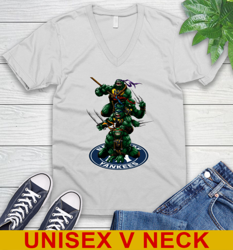 MLB Baseball New York Yankees Teenage Mutant Ninja Turtles Shirt V-Neck T-Shirt