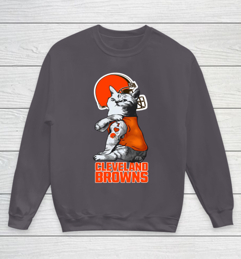 NFL Football My Cat Loves Cleveland Browns Youth Sweatshirt 5