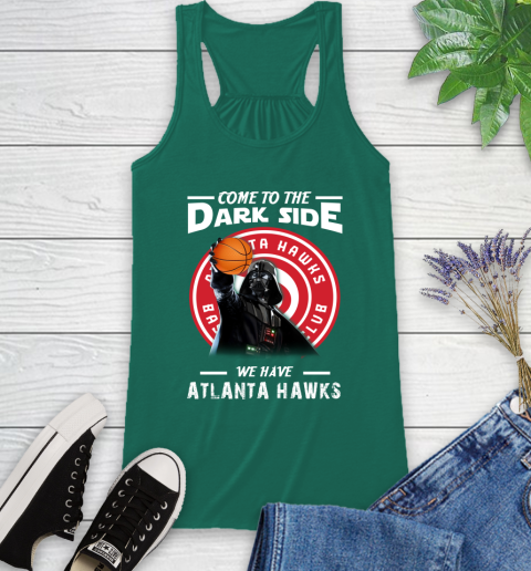 NBA Come To The Dark Side We Have Atlanta Hawks Star Wars Darth Vader Basketball Racerback Tank 6