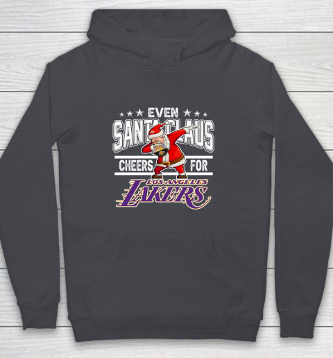 Los Angeles Lakers Even Santa Claus Cheers For Christmas NBA Youth Hoodie 5