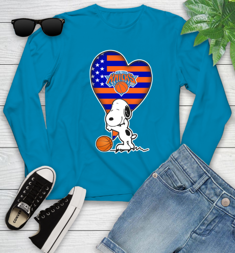 New York Knicks NBA Basketball The Peanuts Movie Adorable Snoopy Youth Long Sleeve 7