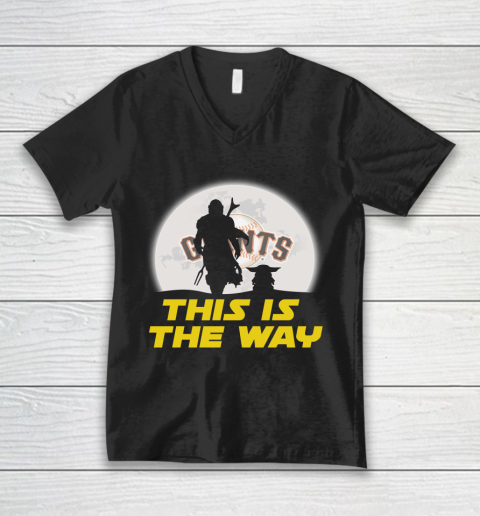 San Francisco Giants MLB Baseball Star Wars Yoda And Mandalorian This Is The Way V-Neck T-Shirt