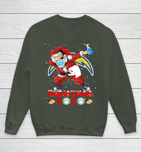 Los Angeles Chargers Funny Santa Claus Dabbing Christmas 2020 NFL Youth Sweatshirt 8