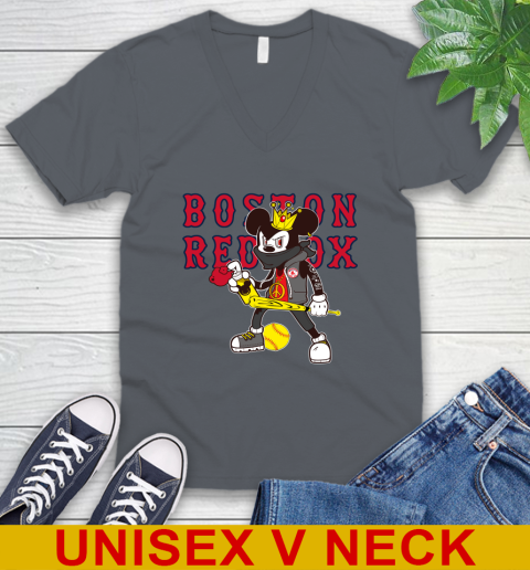 Boston Red Sox MLB Baseball Mickey Peace Sign Sports V-Neck T-Shirt 5