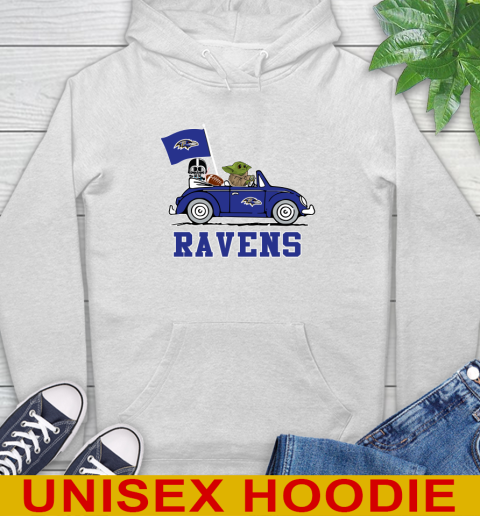 NFL Football Baltimore Ravens Darth Vader Baby Yoda Driving Star Wars Shirt Hoodie