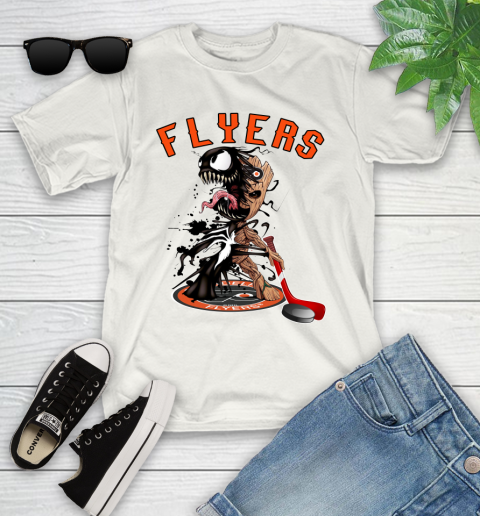 NHL Philadelphia Flyers Hockey Venom Groot Guardians Of The Galaxy Youth T-Shirt