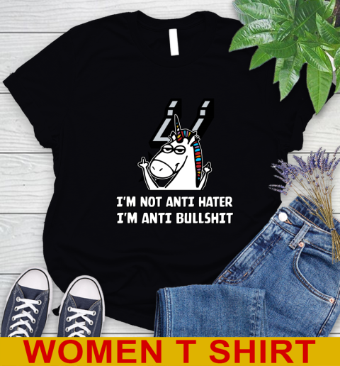 San Antonio Spurs NBA Basketball Unicorn I'm Not Anti Hater I'm Anti Bullshit Women's T-Shirt 2
