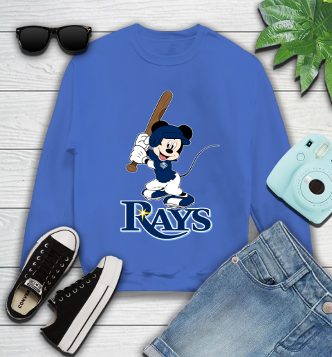 MLB Baseball Tampa Bay Rays Cheerful Mickey Mouse Shirt Youth Sweatshirt 7