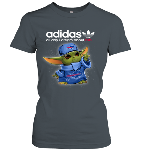 Baby Yoda Adidas All Day I Dream About  Bills v2v3 baby yoda adidas all day i dream aboutbills ladies t shirt 20 front dark heather