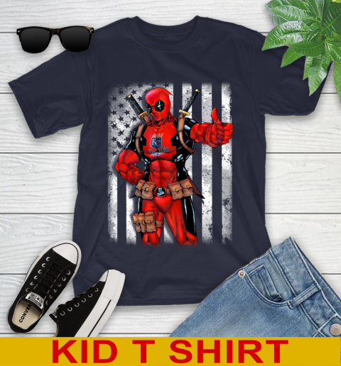 MLB Baseball Kansas City Royals Deadpool American Flag Shirt Youth T-Shirt 2