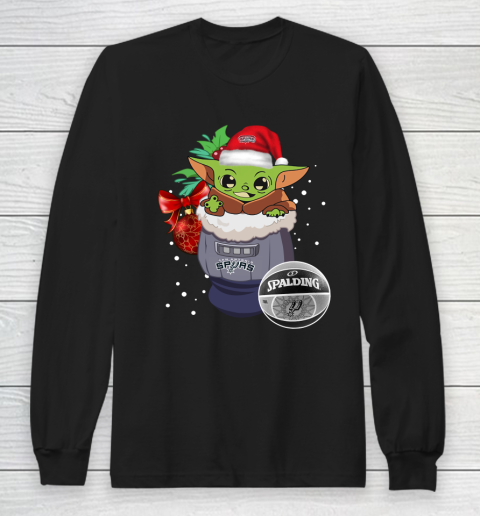 San Antonio Spurs Christmas Baby Yoda Star Wars Funny Happy NBA Long Sleeve T-Shirt