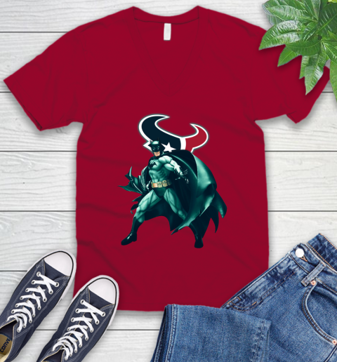 NFL Batman Football Sports Houston Texans V-Neck T-Shirt 8