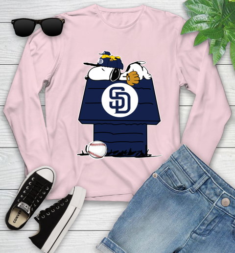MLB San Diego Padres Snoopy Woodstock The Peanuts Movie Baseball T Shirt Youth Long Sleeve 10
