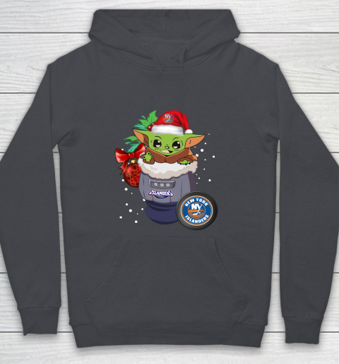 New York Islanders Christmas Baby Yoda Star Wars Funny Happy NHL Youth Hoodie 7