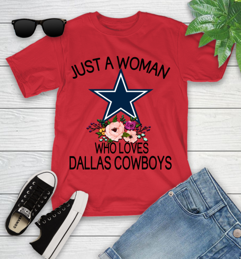 NFL Just A Woman Who Loves Dallas Cowboys Football Sports Youth T-Shirt 8