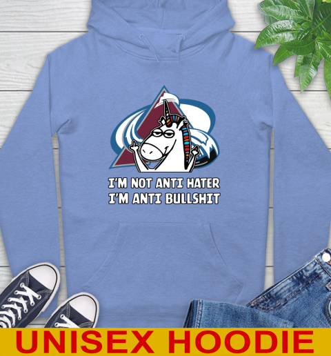 Colorado Avalanche NHL Hockey Unicorn I'm Not Anti Hater I'm Anti Bullshit Hoodie 11