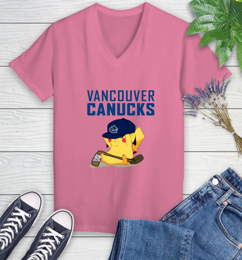 NHL Pikachu Hockey Sports Vancouver Canucks Women's V-Neck T-Shirt 13