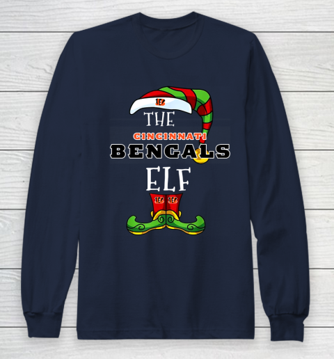 Cincinnati Bengals Christmas ELF Funny NFL Long Sleeve T-Shirt 2