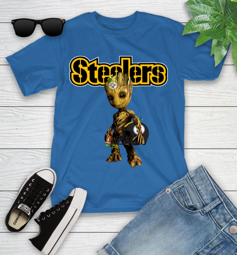 Pittsburgh Steelers NFL Football Groot Marvel Guardians Of The Galaxy Youth T-Shirt 9