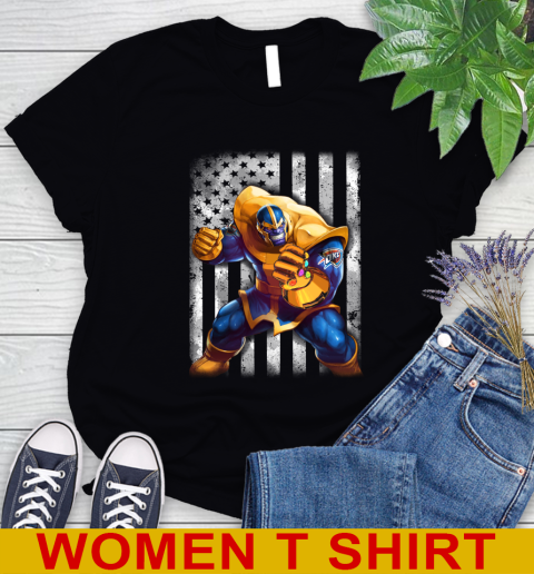 NBA Basketball Oklahoma City Thunder Thanos Marvel American Flag Shirt Women's T-Shirt