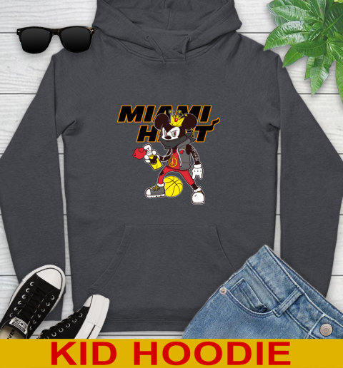 Miami Heat NBA Basketball Mickey Peace Sign Sports Youth Hoodie 9