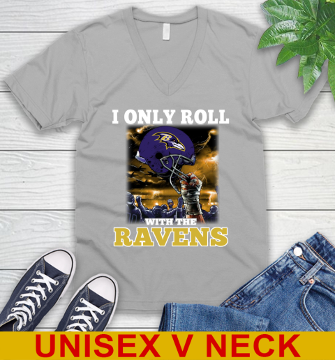 Baltimore Ravens NFL Football I Only Roll With My Team Sports V-Neck T-Shirt 4 Baltimore Ravens NFL Football I Only Roll With My Team Sports V-Neck T-Shirt - Image 4