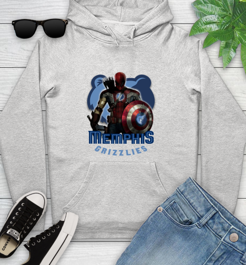 Memphis Grizzlies NBA Basketball Captain America Thor Spider Man Hawkeye Avengers Youth Hoodie