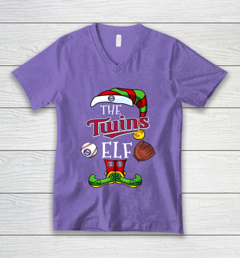 Minnesota Twins Christmas ELF Funny MLB V-Neck T-Shirt 8