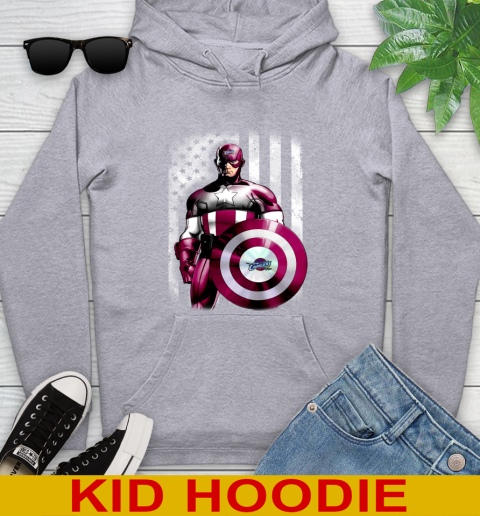 Cleveland Cavaliers NBA Basketball Captain America Marvel Avengers American Flag Shirt Youth Hoodie 6