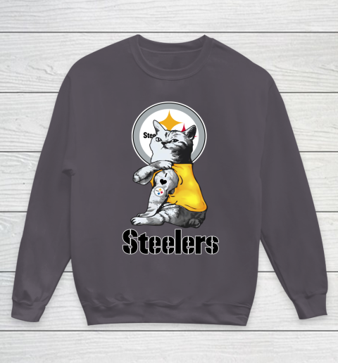 NFL Football My Cat Loves Pittsburgh Steelers Youth Sweatshirt 5