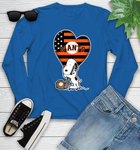 San Francisco Giants MLB Baseball The Peanuts Movie Adorable Snoopy Youth Long Sleeve 9