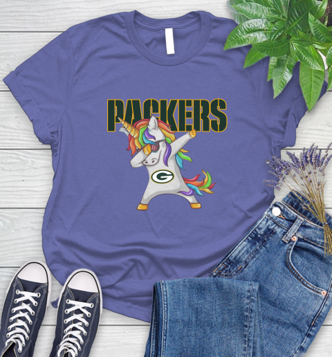 Green Bay Packers NFL Football Funny Unicorn Dabbing Sports Women's T-Shirt 11
