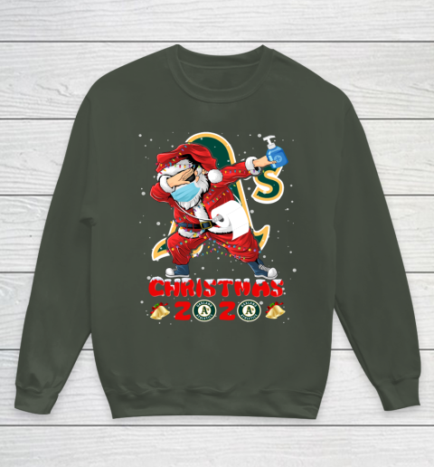 Oakland Athletics Funny Santa Claus Dabbing Christmas 2020 MLB Youth Sweatshirt 8