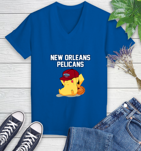 NBA Pikachu Basketball Sports New Orleans Pelicans Women's V-Neck T-Shirt 10
