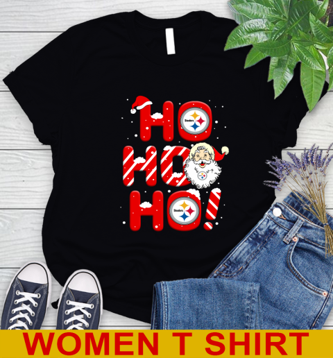 Pittsburgh Steelers NFL Football Ho Ho Ho Santa Claus Merry Christmas Shirt Women's T-Shirt