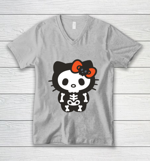 Hello Kitty Skeleton Halloween V-Neck T-Shirt 2