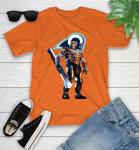 NFL Thanos Gauntlet Avengers Endgame Football Los Angeles Rams Youth T-Shirt 7