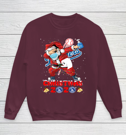 Los Angeles Dodgers Funny Santa Claus Dabbing Christmas 2020 MLB Youth Sweatshirt 4